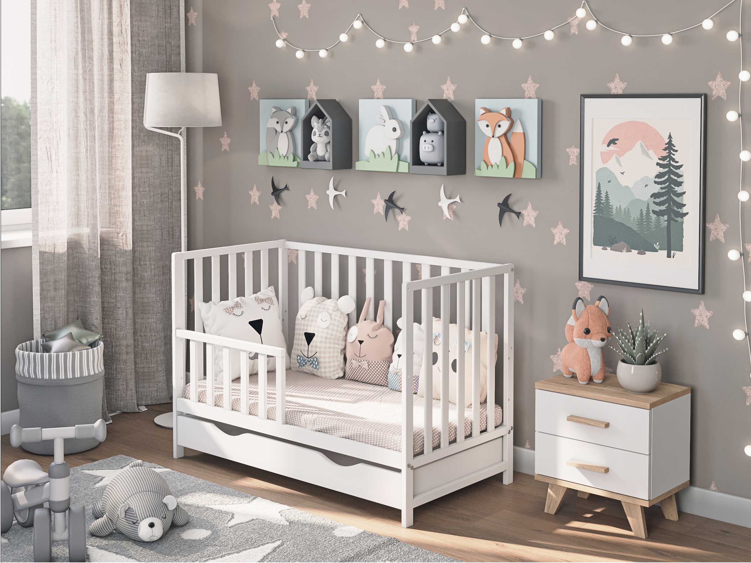 Pokoik dziecięcy z tapczanikiem Bambi 2w1 Łóżeczko 1200